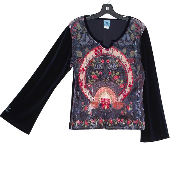 Velvet Top Whimsigoth Dark Fairy Boho Romantic Goth Festival Statement Navy XL - Picture 5 of 6